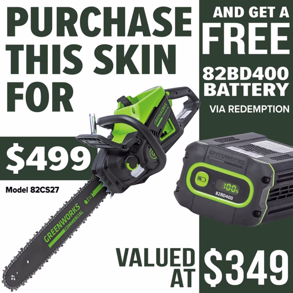GREENWORKS 18in 2.7kW Chainsaw - promotion