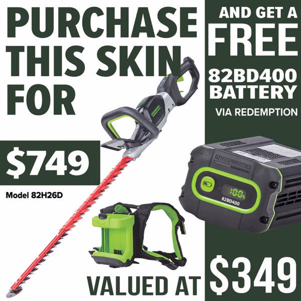 GREENWORKS 26in Dedicated Hedge Trimmer - promotion