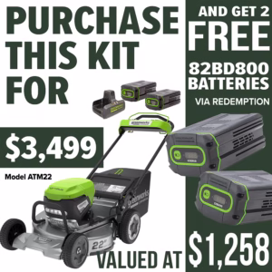 GREENWORKS Optimus ATM 22in Self-Propelled Lawnmower - promotion