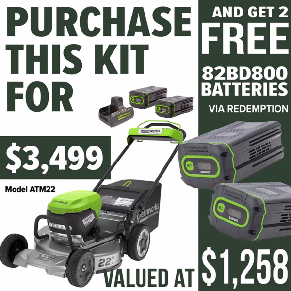 GREENWORKS Optimus ATM 22in Self-Propelled Lawnmower - promotion