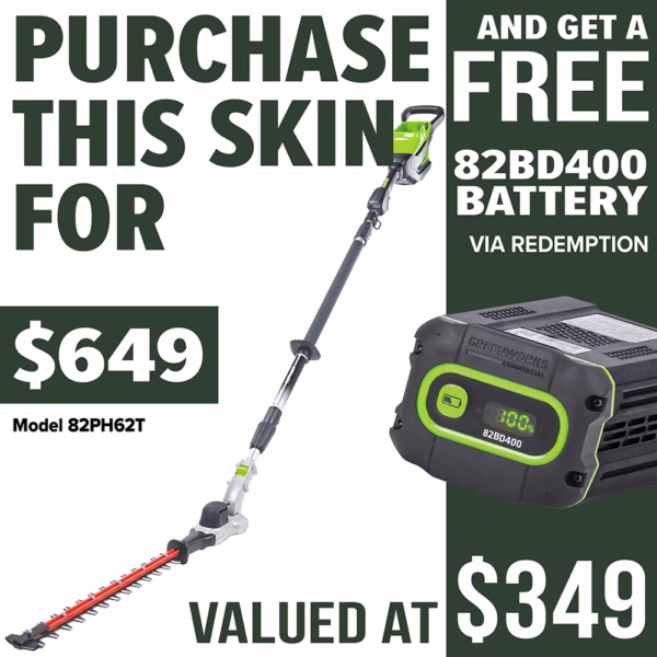 GREENWORKS Telescopic Pole Hedge Trimmer - promotion
