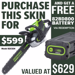 greenworks 20in 3.4kW Chainsaw - promotion
